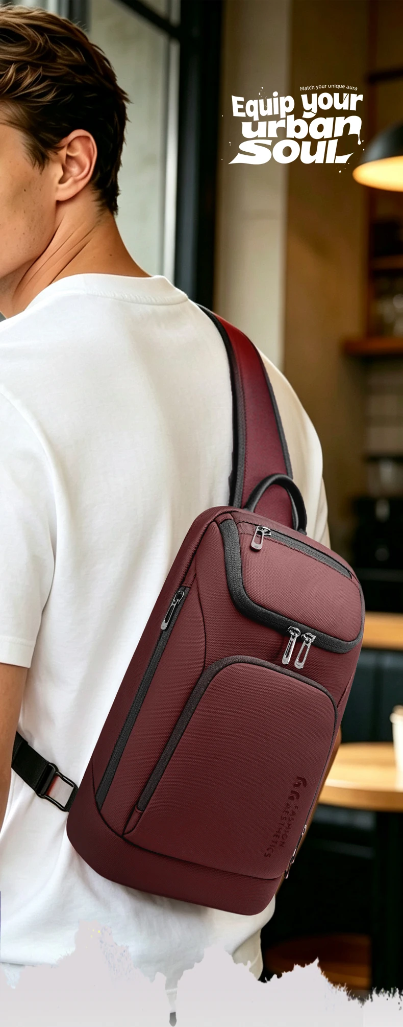 HK Multifunctional Business Chest Bag Waterproof and Scratch-Resistant Men’s Bag Lightweight High-End Fashionable Shoulder Bag