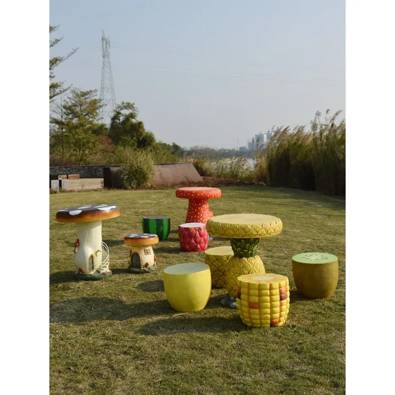 

Outdoor simulation cartoon fruit stool table and chair ornament fiberglass sculpture villa garden courtyard kindergarten