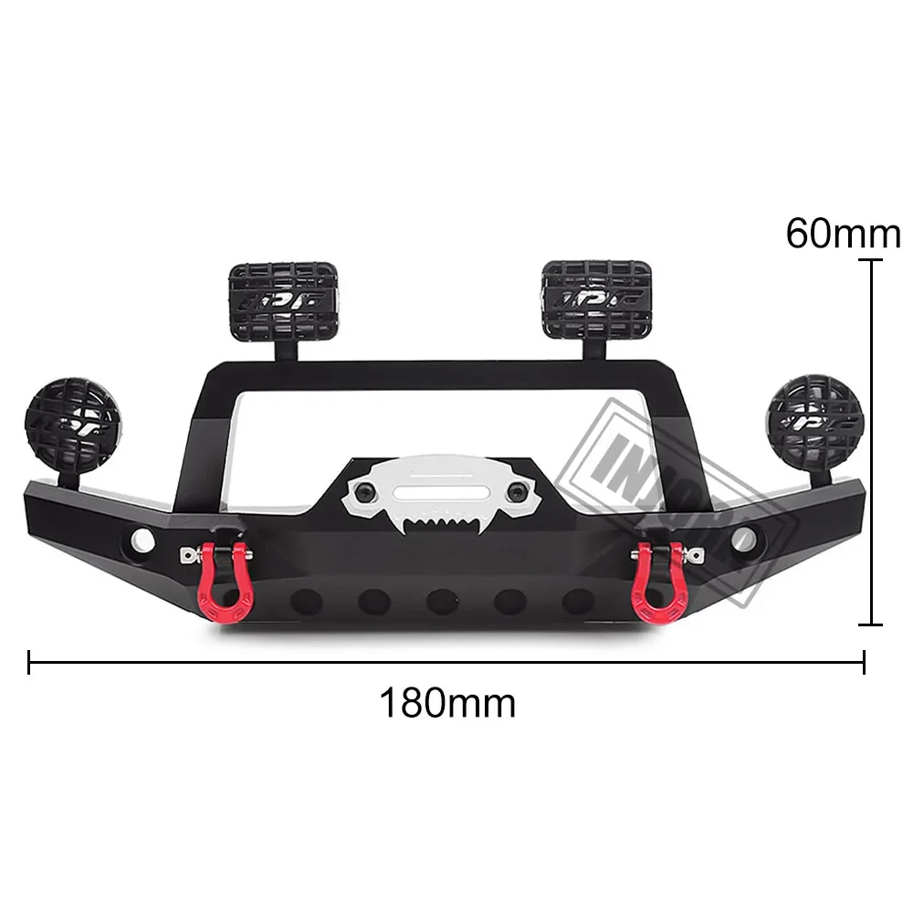 INJORA Metal Front Bumper with Led Light for 1/10 RC Crawler TRX4 Sport 82024-4 Upgrade Parts