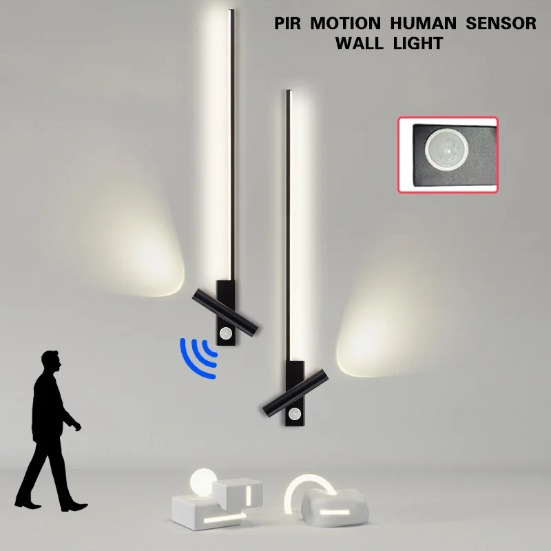 Minimalist PIR Motion Human Sensor LED Wall Lights Hard-wired Interior Induction Wall Lamps Kitchen Corridor Wall Sconce Balcony