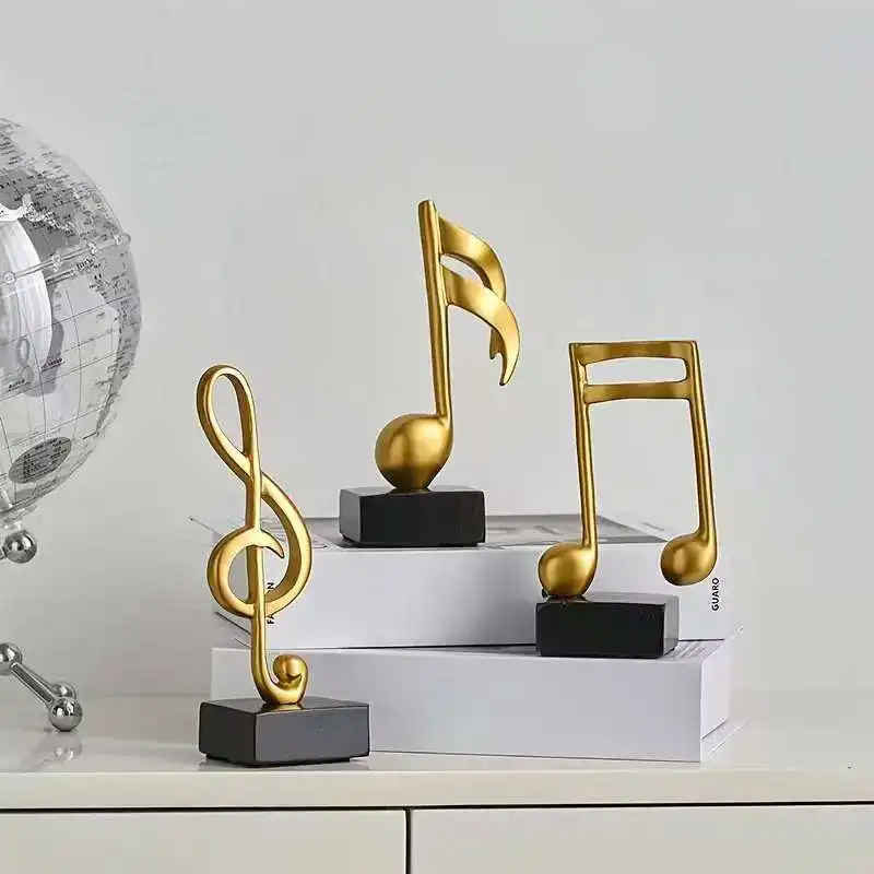 3-piece collectible figurine, luxurious texture! Black, white, and gold musical note resin ornaments in the shape of a treble clef add an artistic touch to the living room, wine cabinet, or piano room. Crafted with exquisite workmanship, it's an eye-catching decoration for home or office desks, a must-have for music lovers