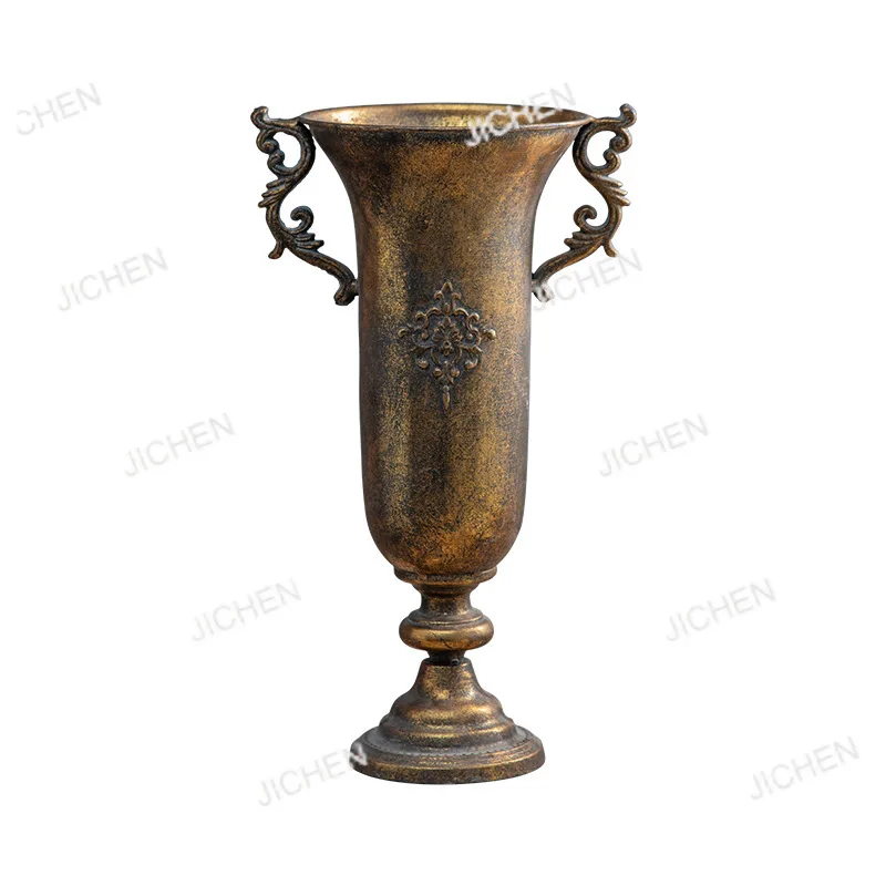 

Palace wine glass retro old gold vase wedding decoration props desktop classical iron flower arrangement ornament