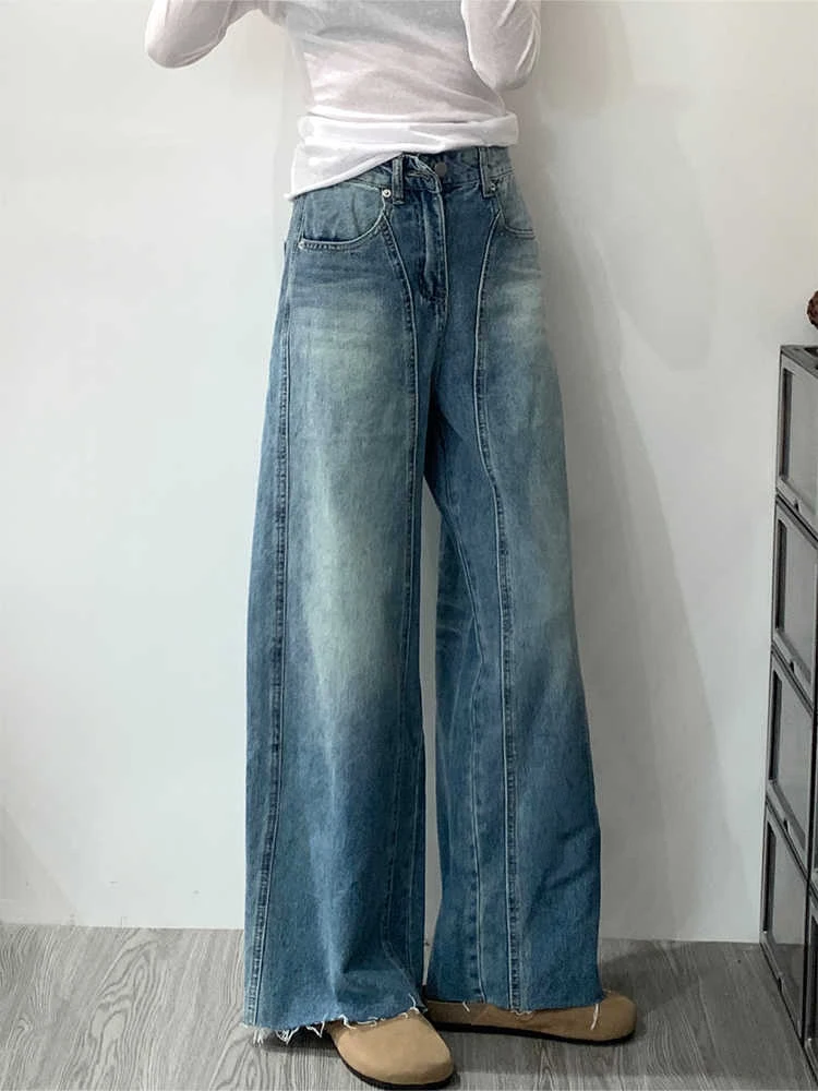 Übergroße Vintage Gewaschen Baggy Jeans Frauen Casual Streetwear Hohe Taille Denim Lange Hose Weiblichen Koreanischen Stil Hosen