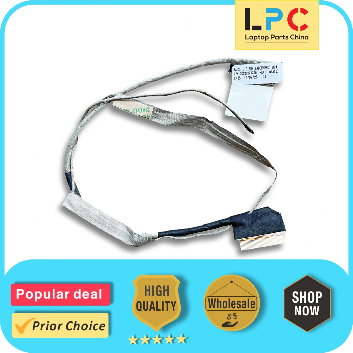 

Laptop LCD LVDS Cable for Dell Inspiron 15 5558 5559 5555 FHD New Notebook LCD Display Cable DC02002BZ00