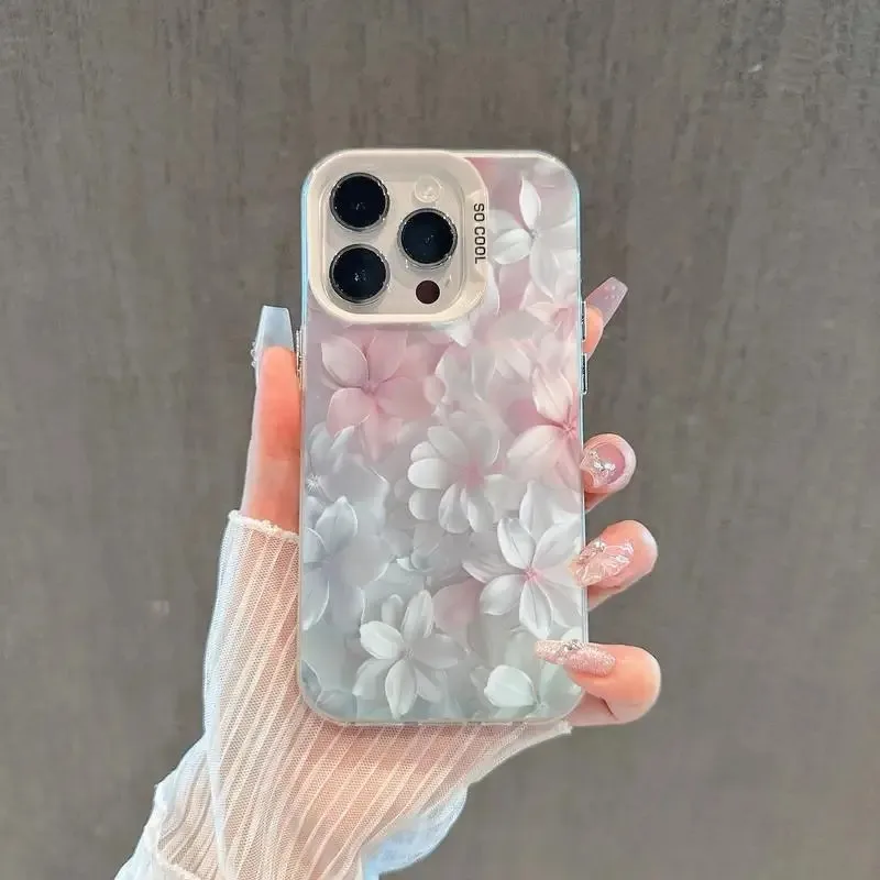 Pink Flower Case for iPhone 15Pro 17 16 14 13 12 11 Pro Max XS XR 7 8 Plus SE Shockproof Cover Screen Protector Casing view 2