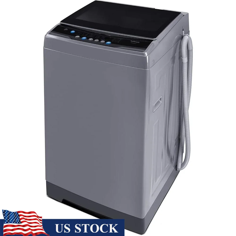 Портативная стиральная машина, полностью автоматическая компактная стиральная машина объемом 1,6 куб. футов с колесами, 6 программ стирки, блокировка от детей, энергосбережение, верхняя загрузка