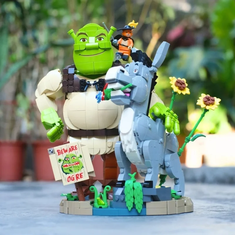 2026 New 1403pcs Building Block Monster Donkey Puss in Boots animal Set Adult Assembly DIY Toys Holiday Party toys Gifts image 3