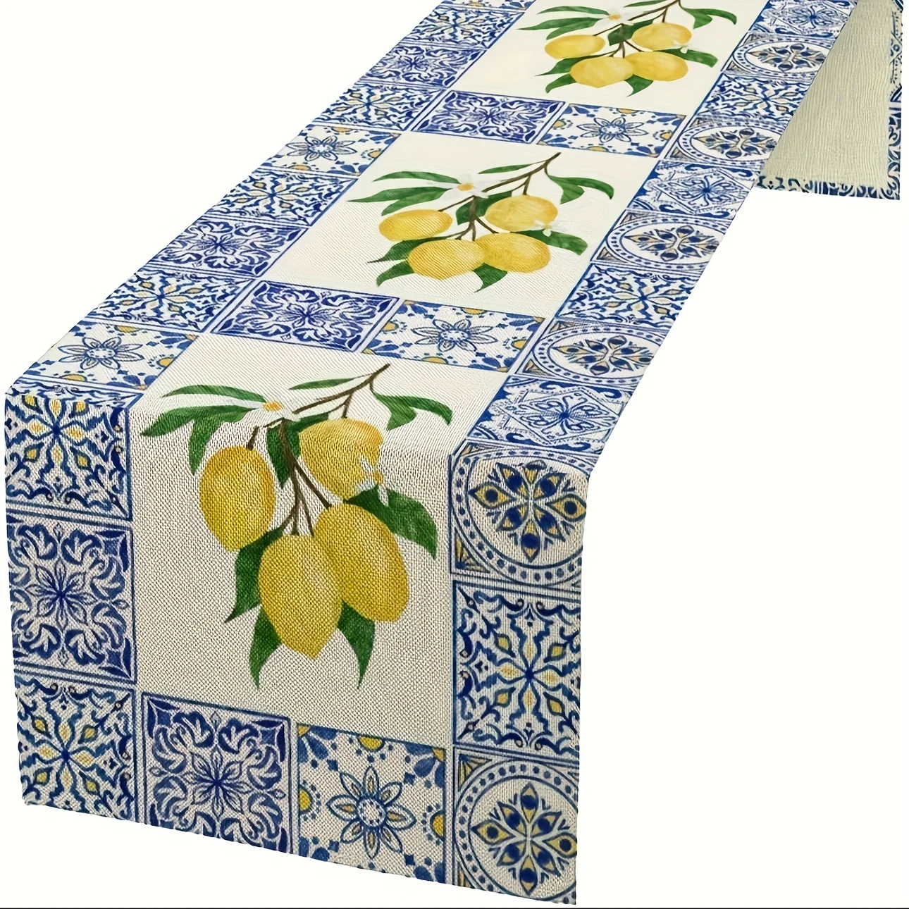 1 Piece Lemon Pattern Design Table Runner, Rectangular Shape, Suitable for Farmhouse, Indoor, Kitchen, Anniversary, Table Decoration, Household Items