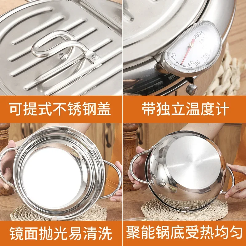 Portable Tempura Pan Non-stick Frying Pan Soup Pan Fryer Kitchen Iron Fryer