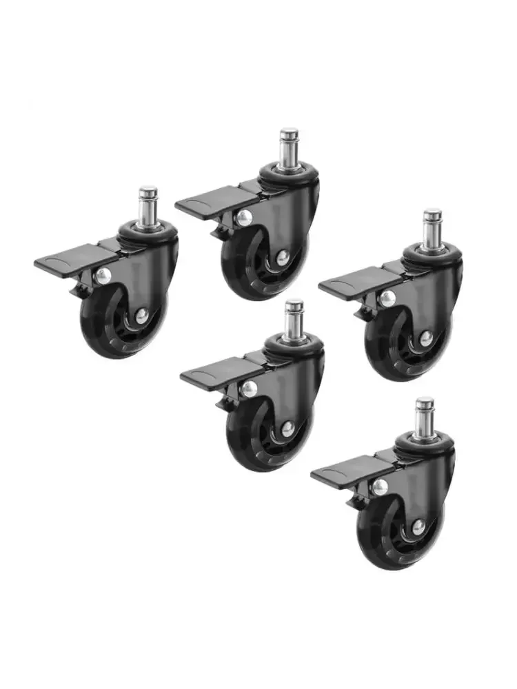 5 Pcs/Lot 2.5 Inch Black M11 Pu Transparent Wheel 11mm Office Chair Universal Brake Furniture Caster Small