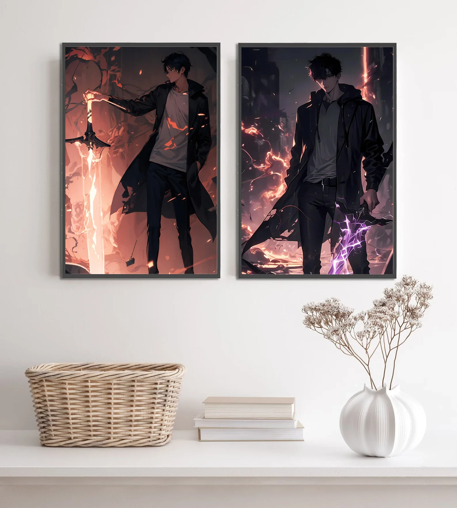 SOLO Popular Japanese Anime Self-adhesive Poster Figures Home Decoration Painting Wall Art Bedroom Cartoons Decor Wallpaper Gift