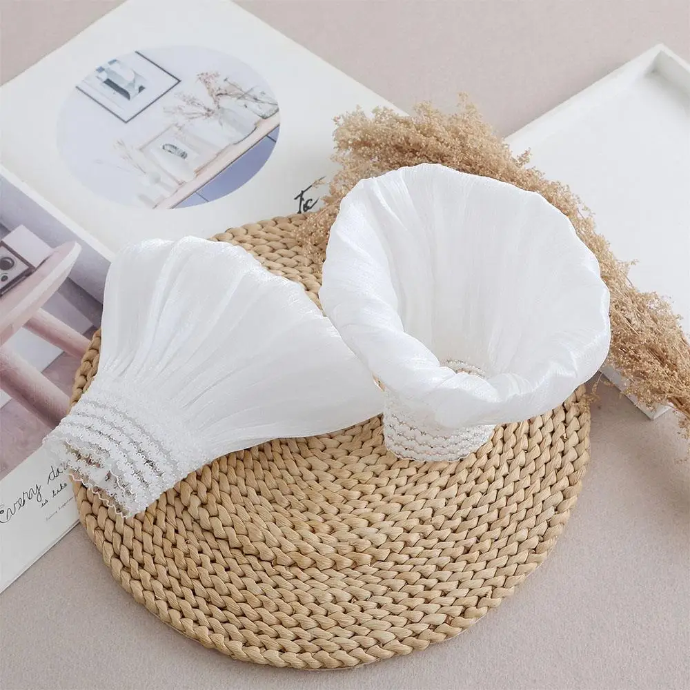 1 زوج انقطاع الشمس حماية قفاز دانتيل للنساء الكوع كم الكفة الملابس الديكور غطاء للذراع كم وهمية غطاء ندبة قفازات #4