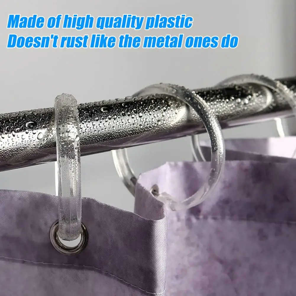 Shower Curtain Rings Set of 12 Plastic Shower Curtain Rings Easy Closure Hooks for Bathroom Shower Curtain Liner Set of 12 O