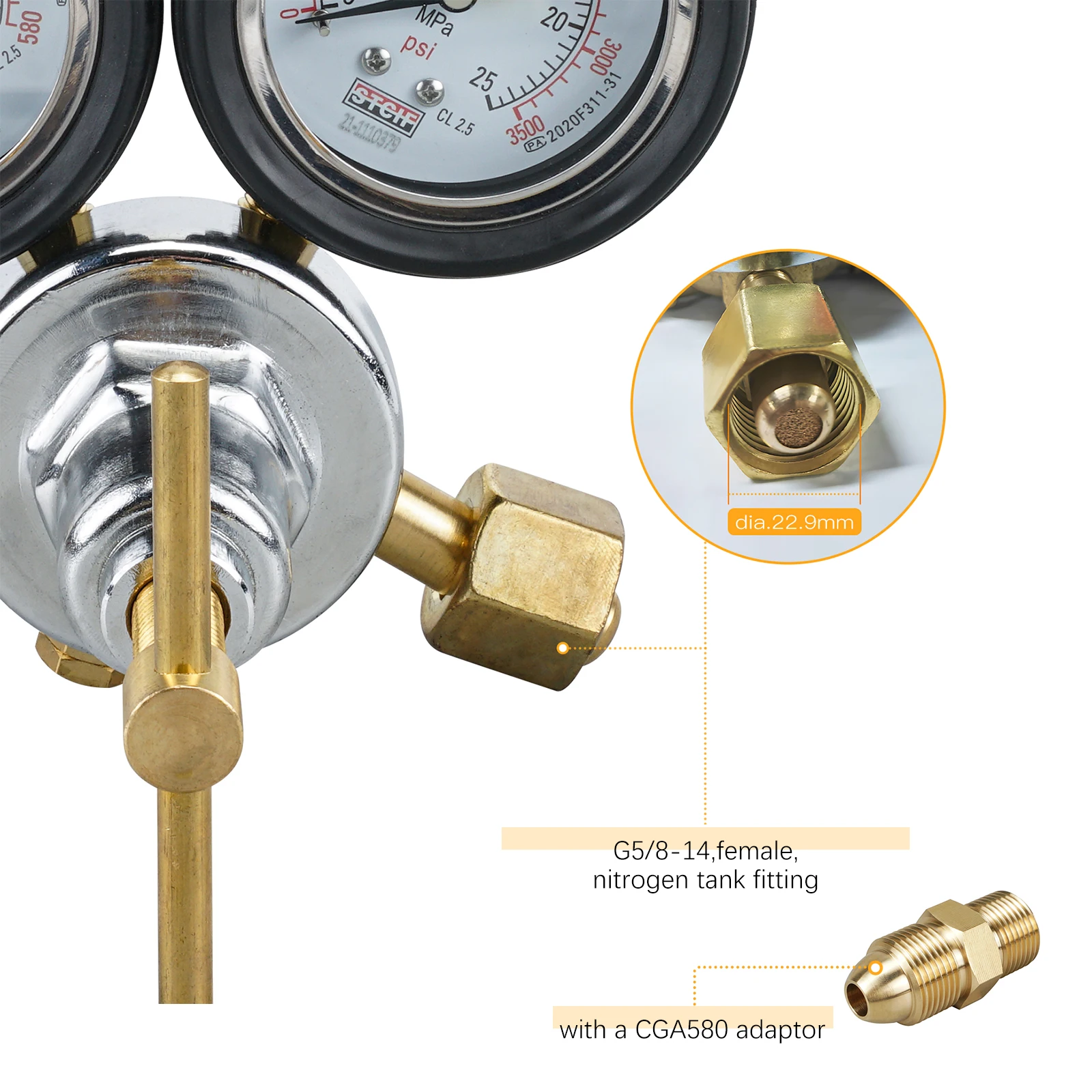 NICECNC Dual Hose Nitrogen Regulator Shock Fill Kit For Yamaha Raptor 700R Polaris RZR XP 1000 Honda TRX450R Can-Am Maverick X3 - Image 4