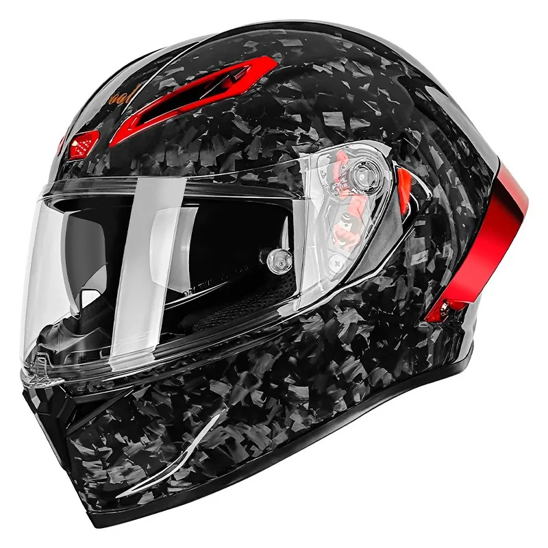 Airo New LVCOOL P7-610 Real Carbon Fiber All Seasons Use Second Generation Dual Visor Full Face Motorcycle Helmet Men Women