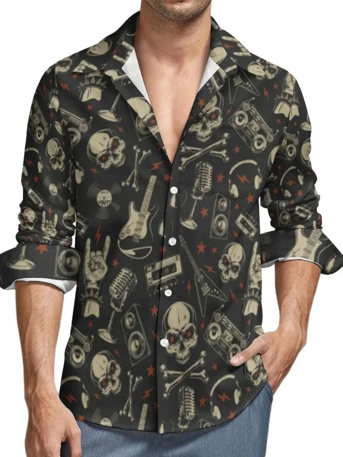 

Мужская рубашка с длинным рукавом и цифровым принтом, 3D-дизайн, модная повседневная одежда, свободный крой, стандартная длина, осенняя одежда