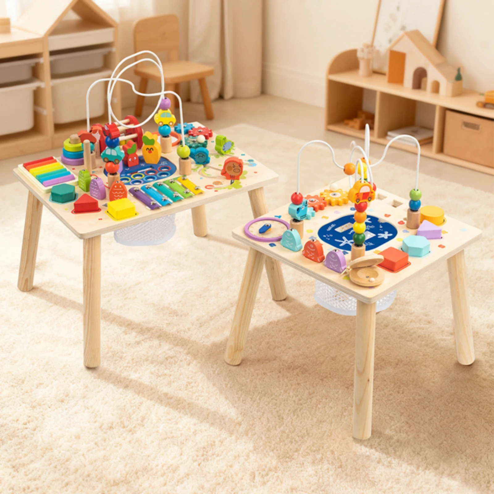 Activity Table with Bead Maze Educational Wooden Activity Table Child-Centered Toy Multi-Sensory Furniture Multifunctional view 3