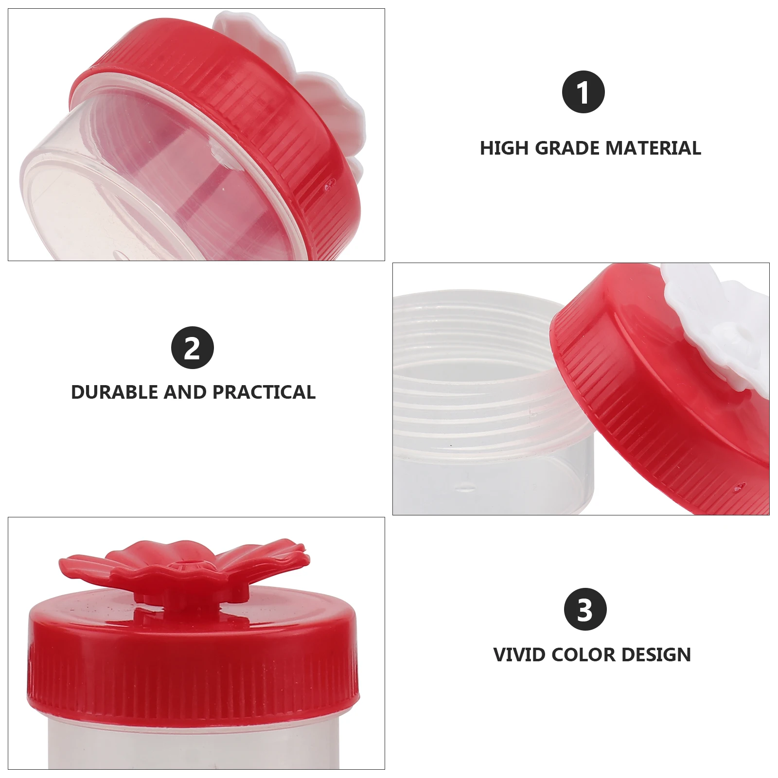 

3 pcs Hummingbird Feeders Plastic Flower Shape Replacement Feeding Ports Handheld Bird Feeder Supplies Small Durable