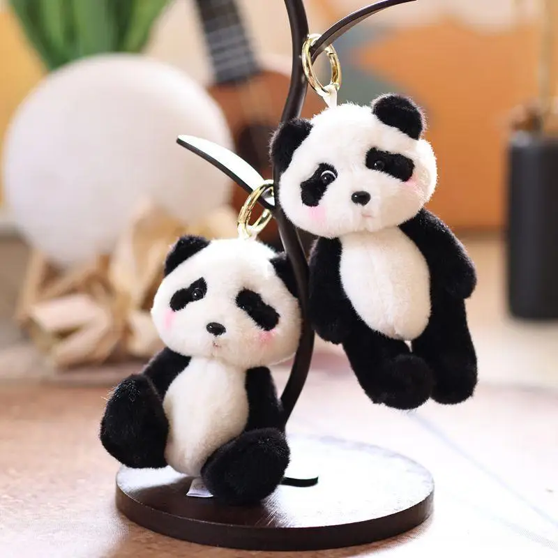 Cute Miniature Panda Stuffed Animal Keyring, Cartoon Plush Doll for Backpack Decoration and Gift