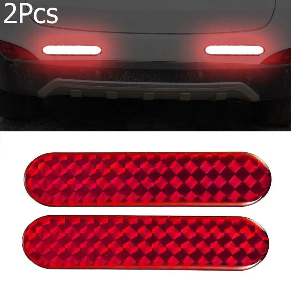 2Pcs Red Car Reflective Stickers Warning Safety Strip Auto Door Edge Wheel Eyebrow Anti Collision Scratch Guard Tape Decal