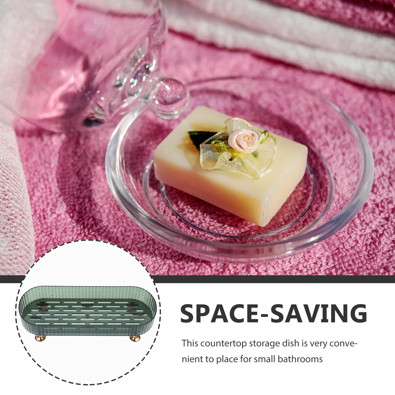 رف تصريف على سطح الطاولة، منظم أساسيات الحمام، مظهر عصري أنيق، سهل التنظيف، حامل صابون الأطباق ذاتي التصريف #4