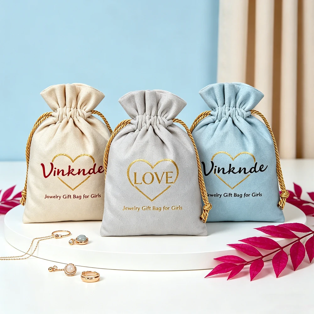 

Custom logo Velvet Drawstring Pouch Bag Wholesale for Jewelry Gift Packaging Suede Dice Earrings Brooch keychain Perfume Bags