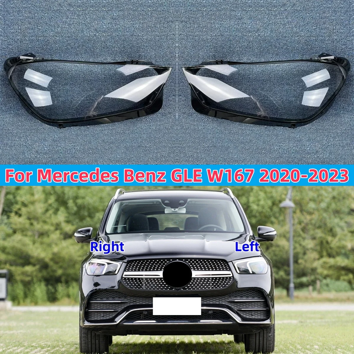 

For Mercedes-Benz W167 GLE GLE300 GLE400 GLE450 2020 2021 - 2023 Headlights Lampshade Headlamp Lens Cover Glass Lamp Cover Shell