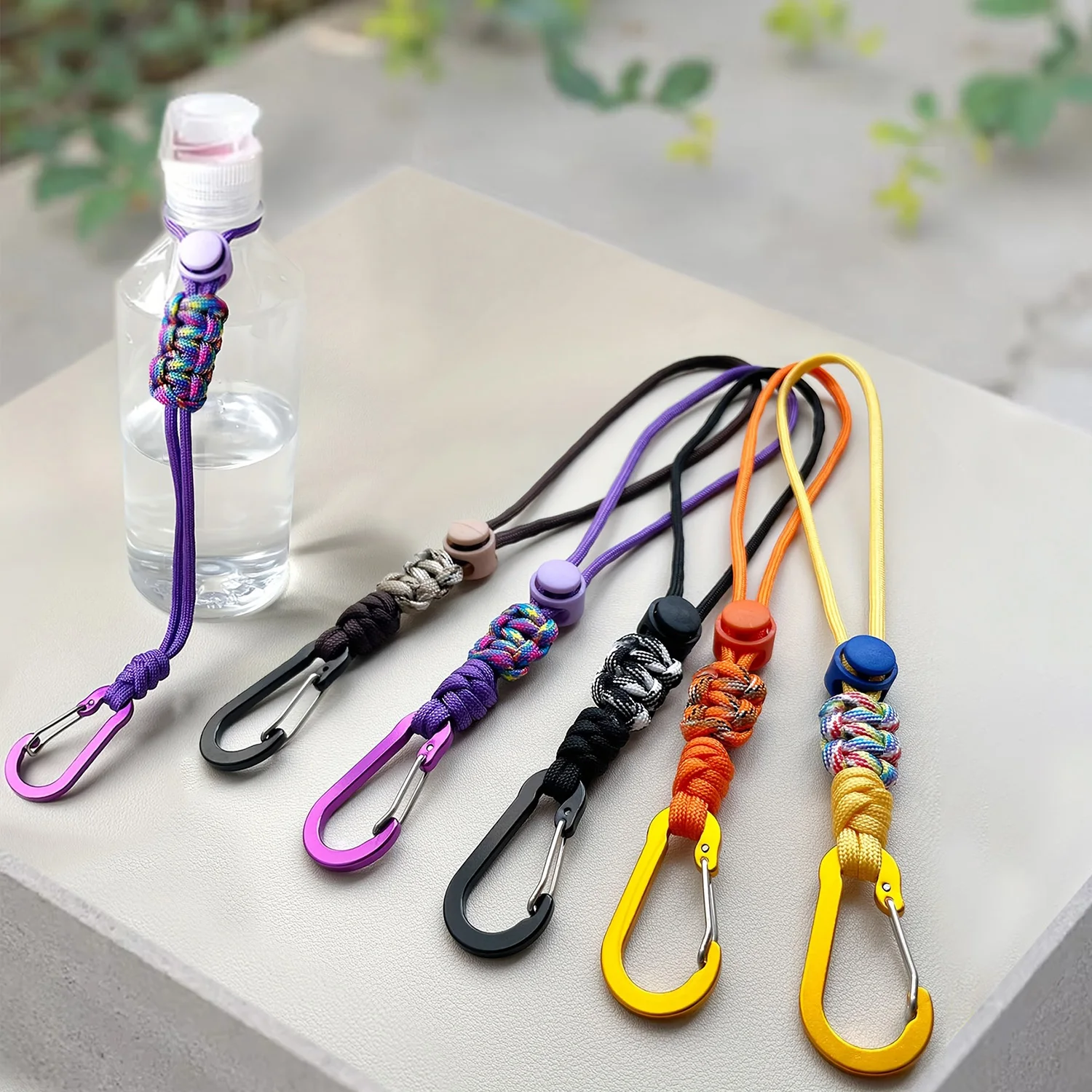 Portable 5-PCS Water Bottle With Beverage Lanyard Aluminum Alloy Hook Backpack Key Travel And Mountaineering Essential Key Chain