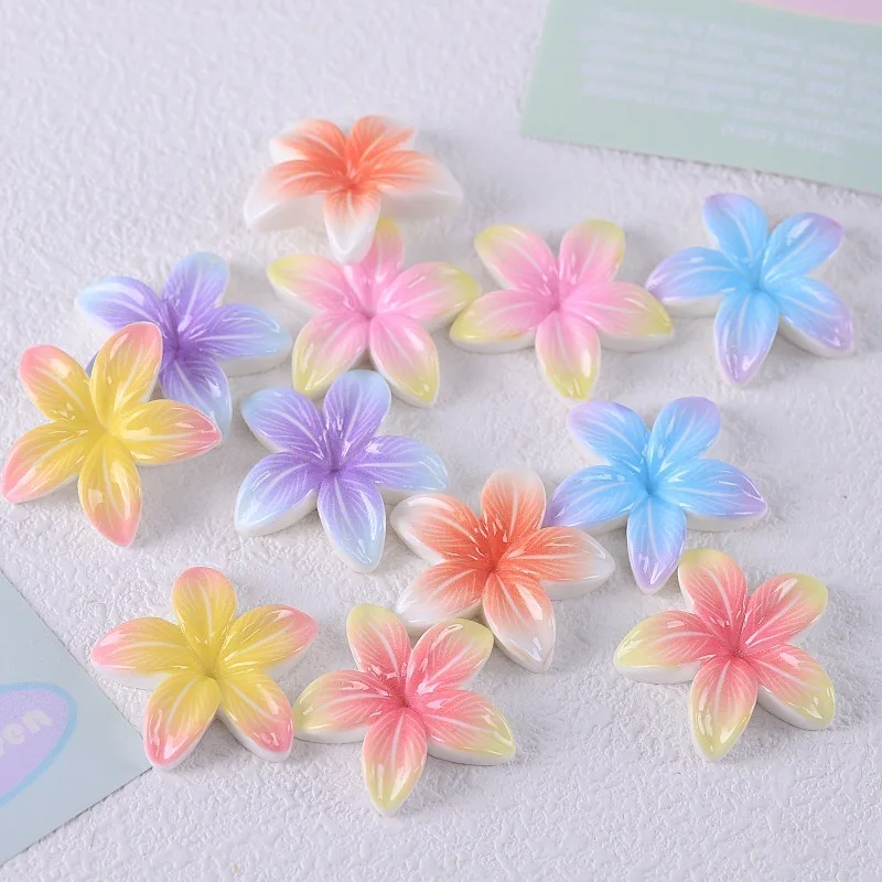 Beautiful Pointed‑Leaf Plumeria Resin Five‑Petal Flower Charms, DIY Accessory for Hair Clips, Tiny Decorative Craft Ornaments