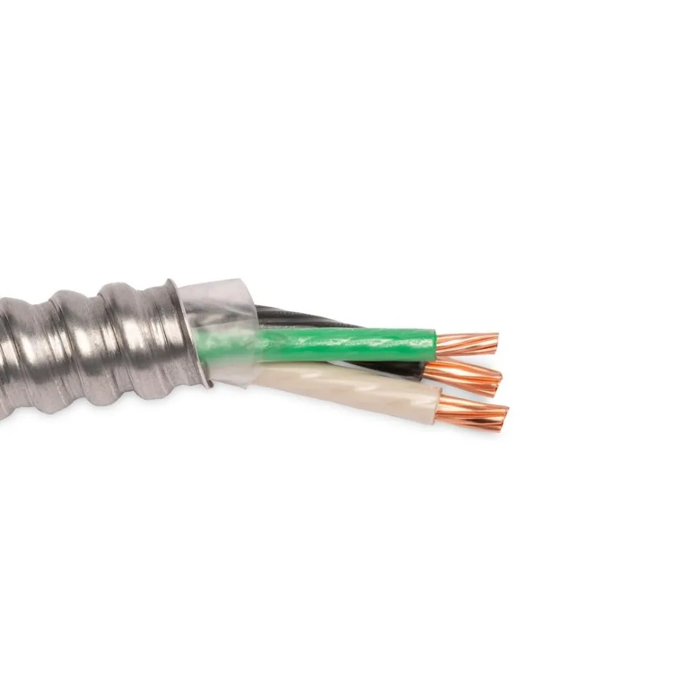 

6/2 Metal Clad (MC) Cable with Ground, Aluminum Armored, Stranded Copper Conductor (30Ft Cut)