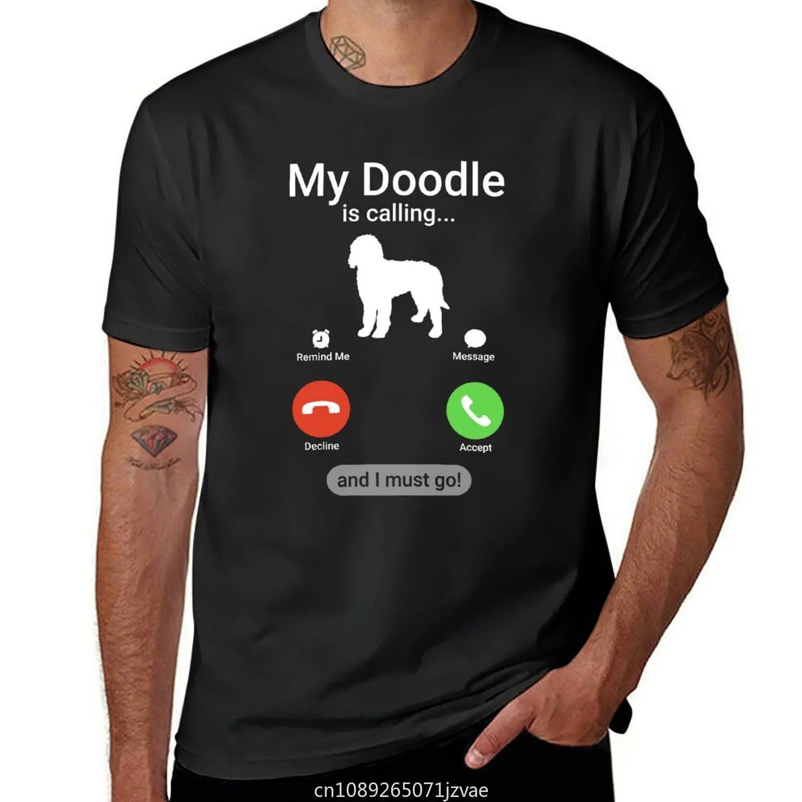 My Doodle is Calling and I Must Go! Funny Dog Phone Goldendoodle Labradoodle T-Shirt customs mens graphic t-shirts big and tall