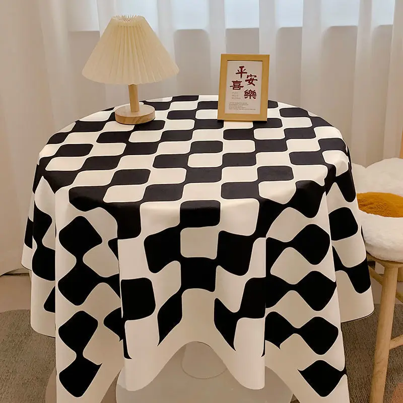 Waterproof Plaid Tablecloth Dust Prevention Checkered Coffee Dining Table Mat Decorative Table Cloth Cover Girls Photo Props