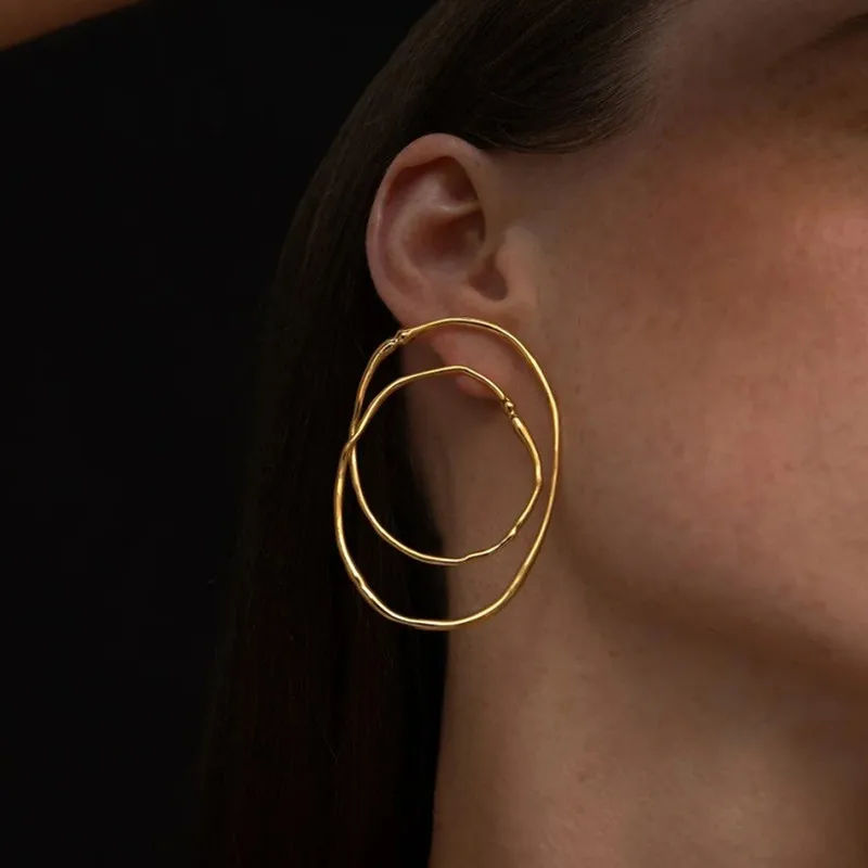 

Vintage Geometric Hollow Lines Circle Earrings for Women European American Personality Exaggerated Trendy Jewelry Gift