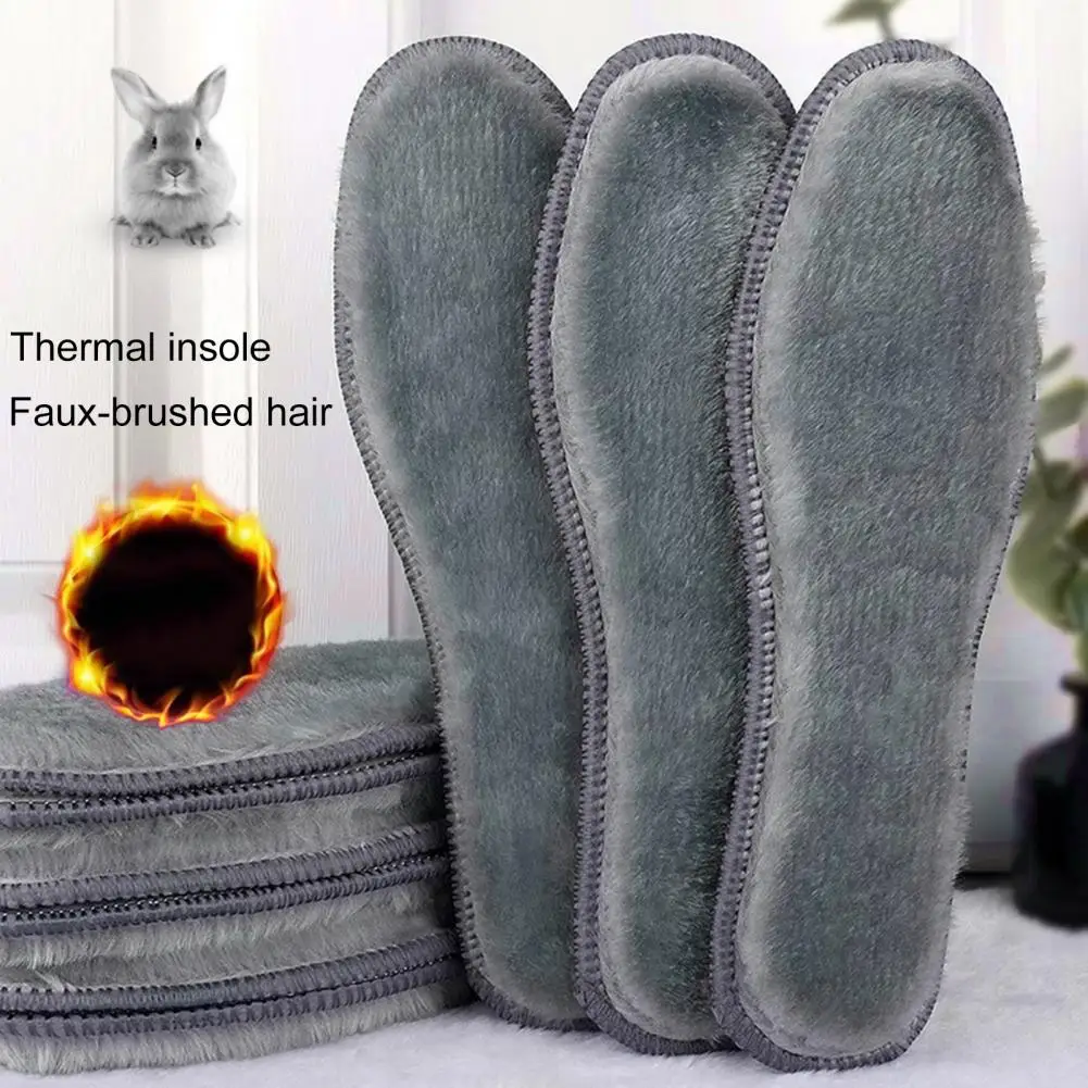 

2 Pairs Winter Warm Plush Insoles Thicken Faux Fur Fleece Shoes Insert Fluffy Thermal Shoe Pads Winter Boot Pain Relief Insole