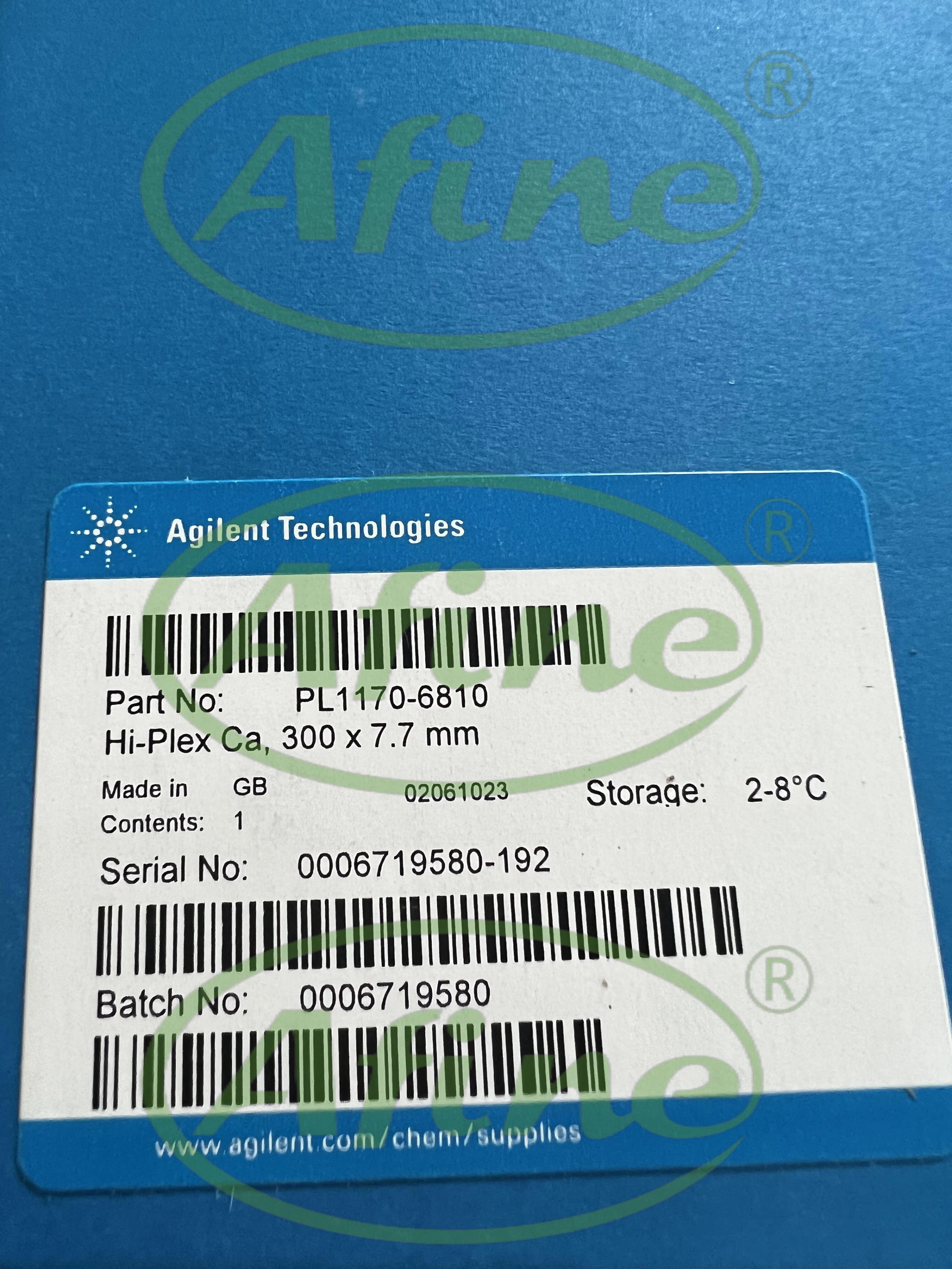 

AFINE Hi-Plex Ca, PL1170-6810, PL1170-6830,7.7 x 300 mm, 8 µm, Sulfonated Styrene/Divinylbenzene, for liquid chromatography