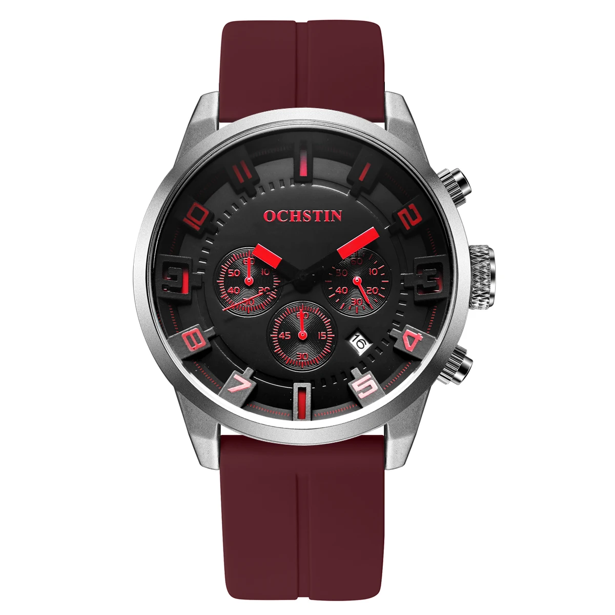 OCHSTIN Men\'s Watches Top Brand Luxury Sport Military Wristwatch Chronograph Date Quartz Watch Silicone Rubber Strap Male Clock