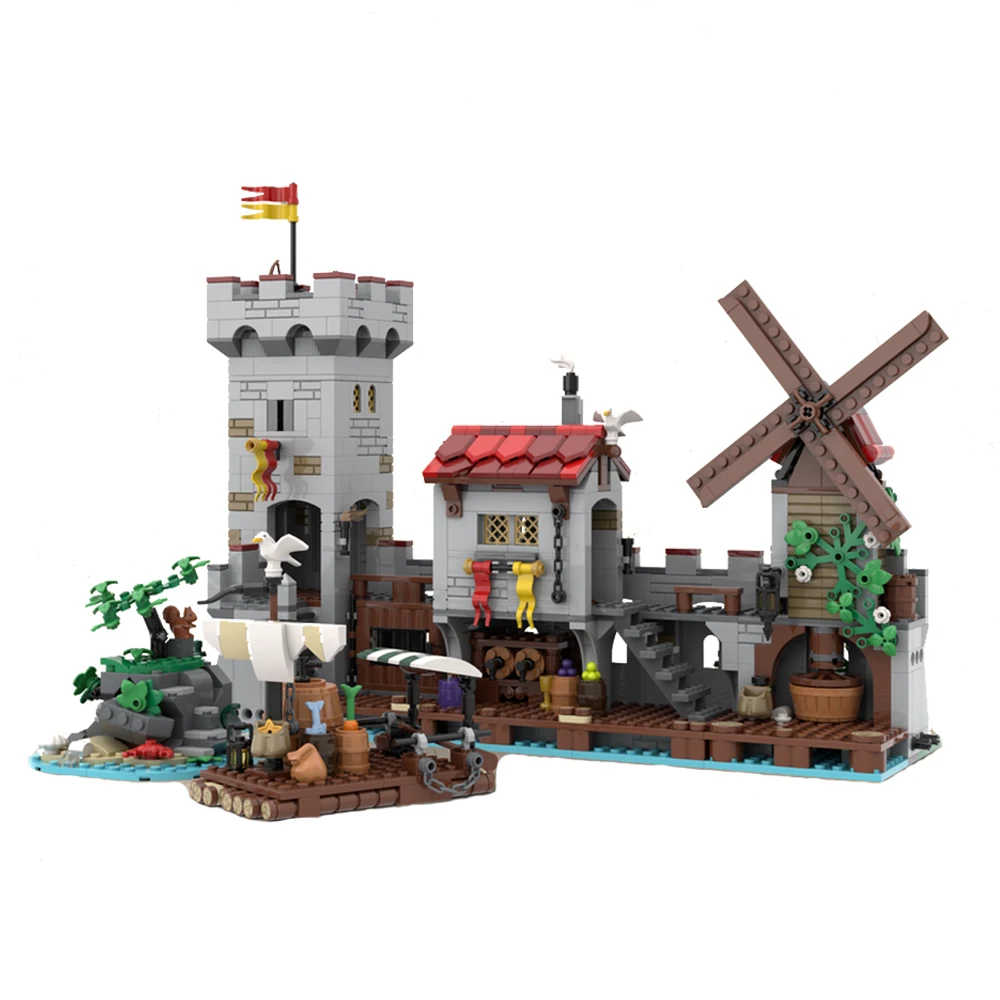 

MOC Hot Sale Medieval Building Seaside Market Extra Module City Street Scene DIY Set Building Blocks Children's Toy Holiday Gift
