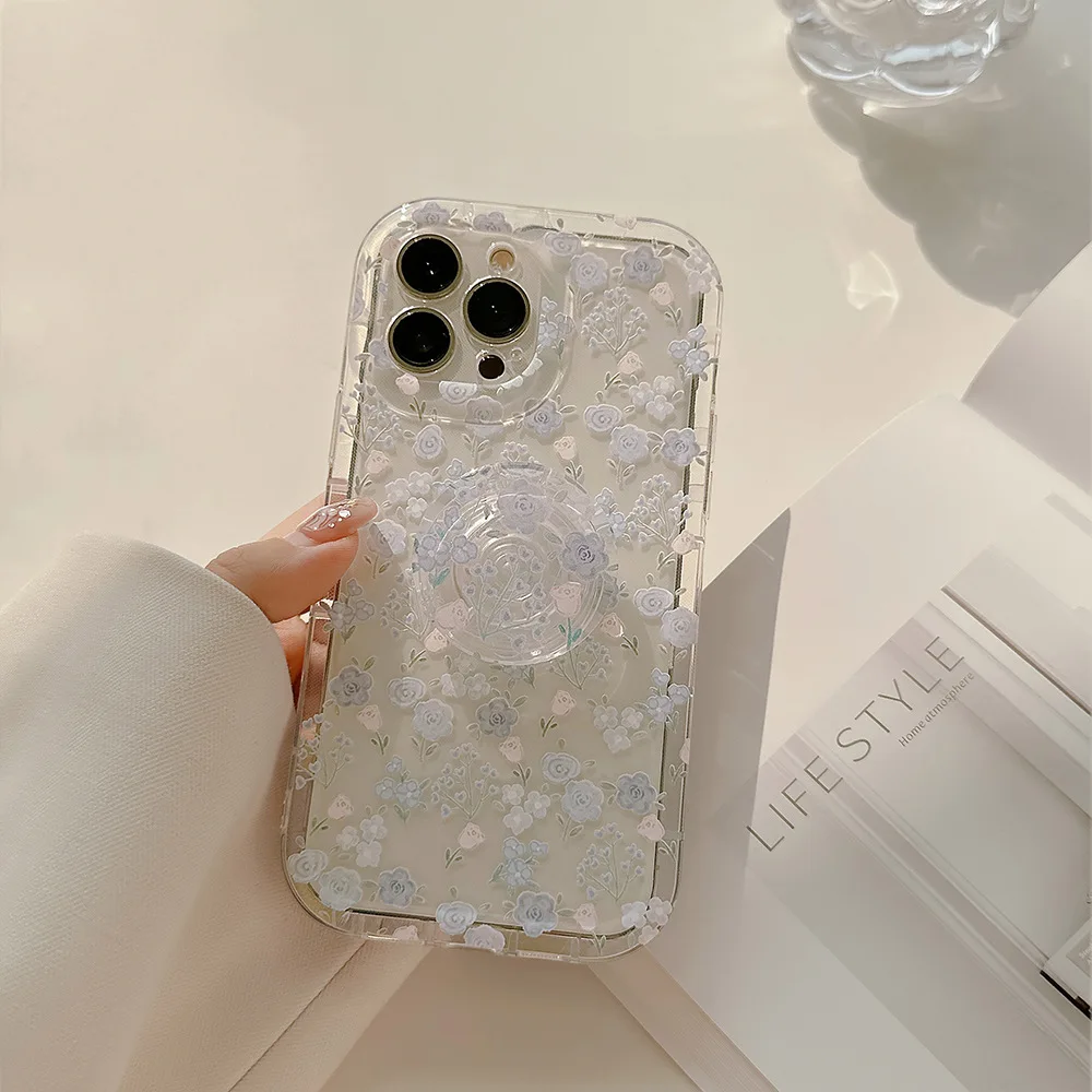 تصميم زهري مناسب لهاتف iPhone 15، لحافظة هاتف Apple 13/16، شفافة 11، حامل الوسادة الهوائية 14، بديل للشعر Pro Max