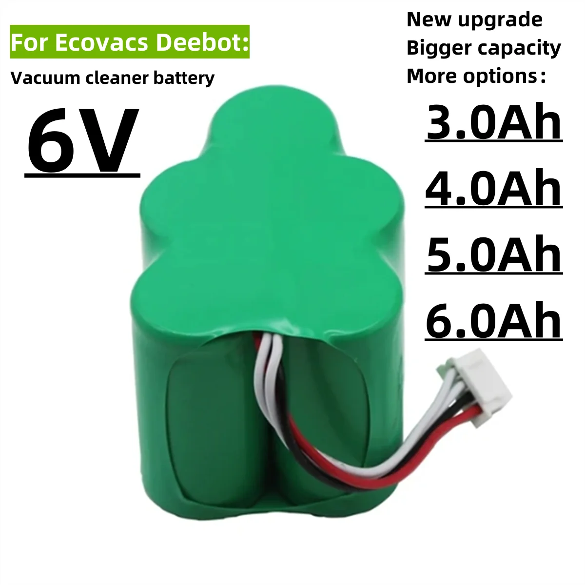 Ecovacs Deebot 6V 6000mAh Replacement NI-MH Battery for D73 D76 D62 D63 D63S D65 D66 D68 D77 D79 730 760 TBD71