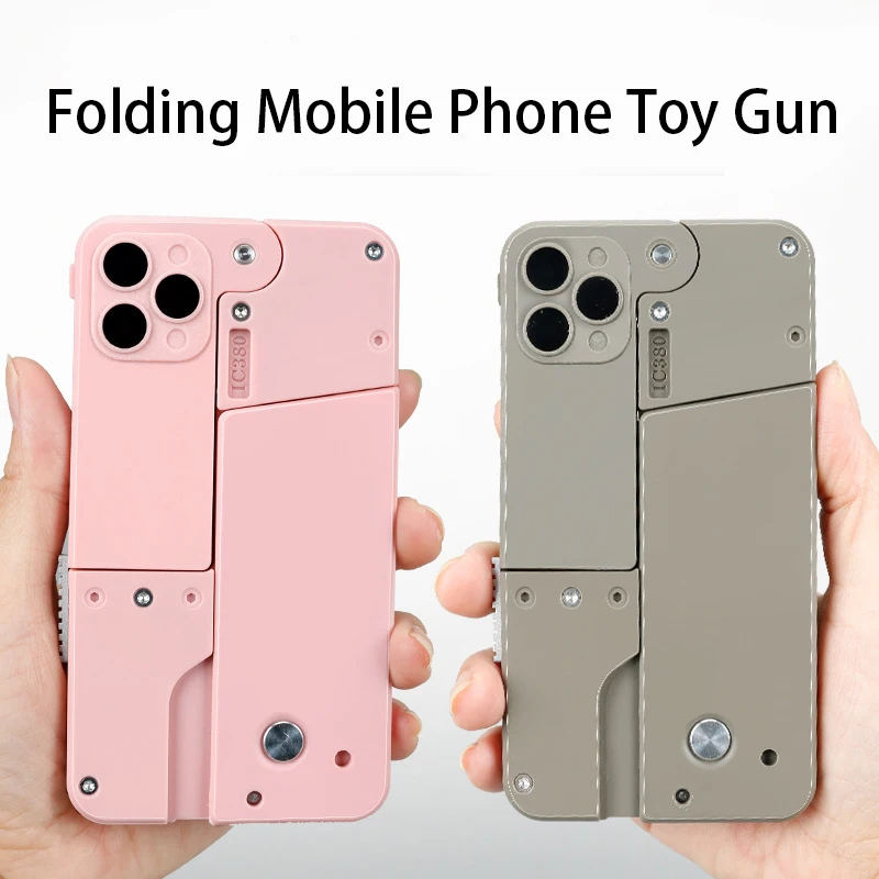 Folding mobile phone Shell Throwing soft bullet gun can be launched Spray can be thrown Children boy Gifts FunnyTricky Toys