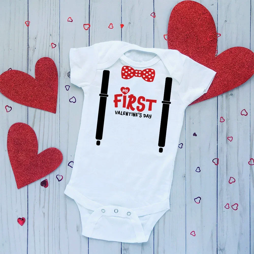 My First Valentine Day Baby Bodysuits Boys Girls 1st Valentines One-Pieces Valentine's Day Newborn Infant Baby Clothes Gift