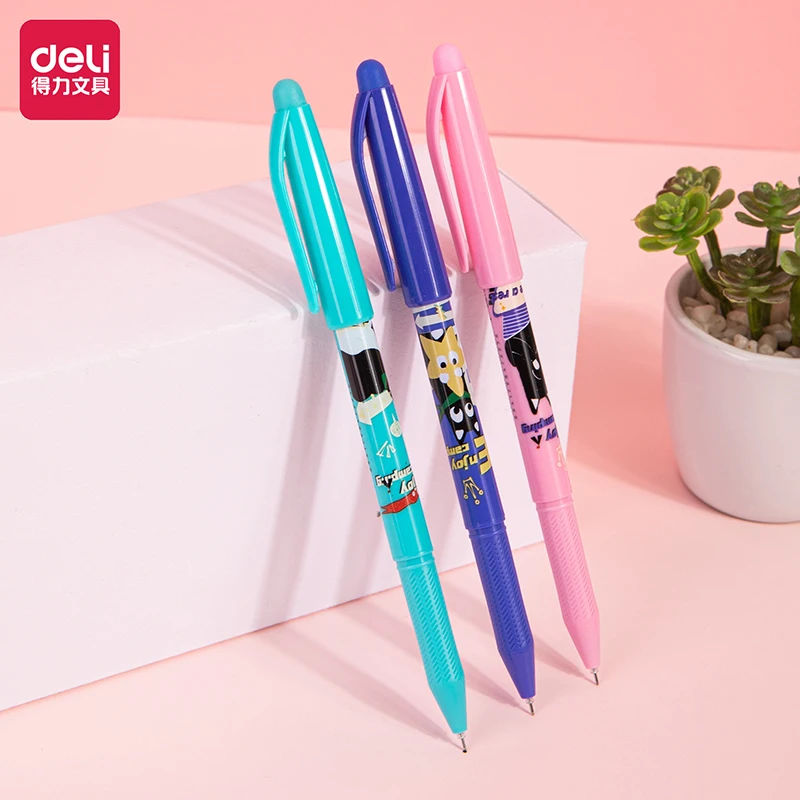 Deli 3pcs 0.38mm Black Ink Gel Pen Cute Kawaii Pen School Student Supplies Office Supplies Signing Pen Office Pen Stationery