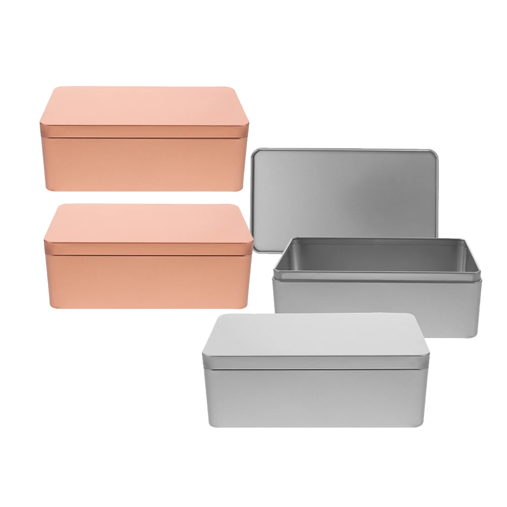 

4Pcs Rectangular Tinplate Storage Box Smooth Sealed Metal Tins for Cookie Tea Coffee Beans Dry Snacks Party Favors Gift