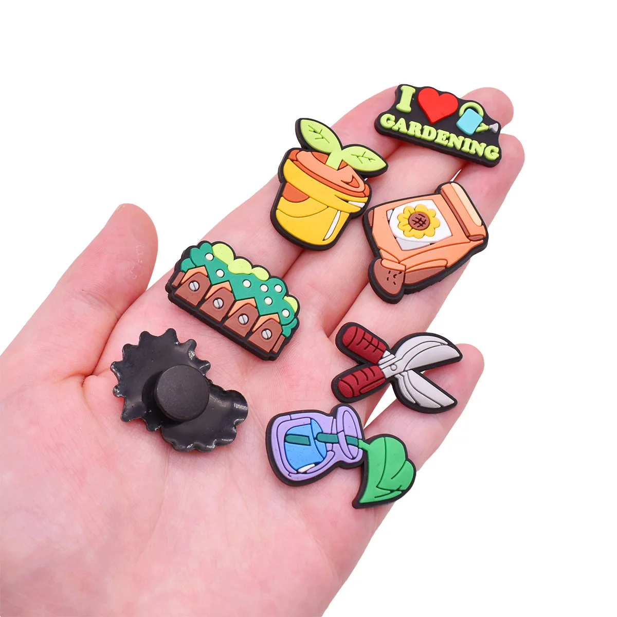 Kartun Berkebun Menanam Pohon Pesona Sepatu Bakiak Aksesori Gelembung Slide Sandal Taman Sepatu Dekorasi Pin Gesper Hadiah Anak-anak