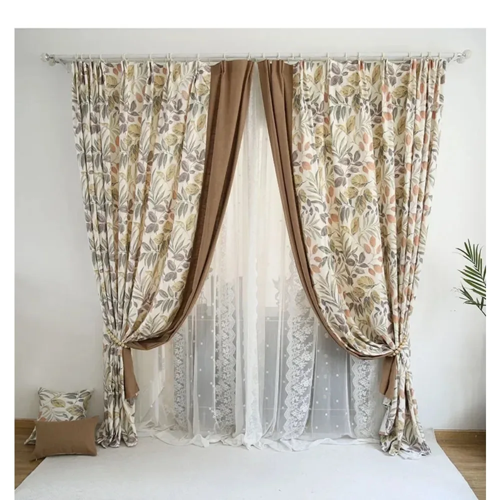 

Хлопковые и льняные шторы для гостиной, спальни, столовой, американской сельской местности, современный ретро, индивидуальный размер, белый тюль
