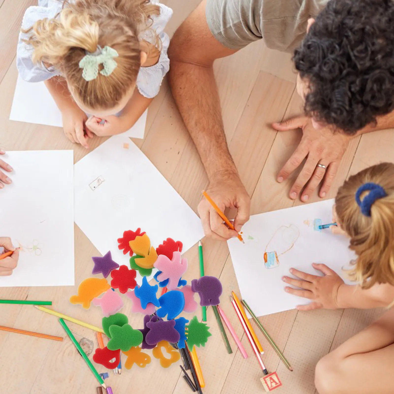conjunto-de-carimbos-de-pintura-com-esponja-48-pecas-suprimentos-de-arte-cabo-de-plastico-formas-variadas-cores-do-arco-iris-pre-escola-jardim-de-infancia