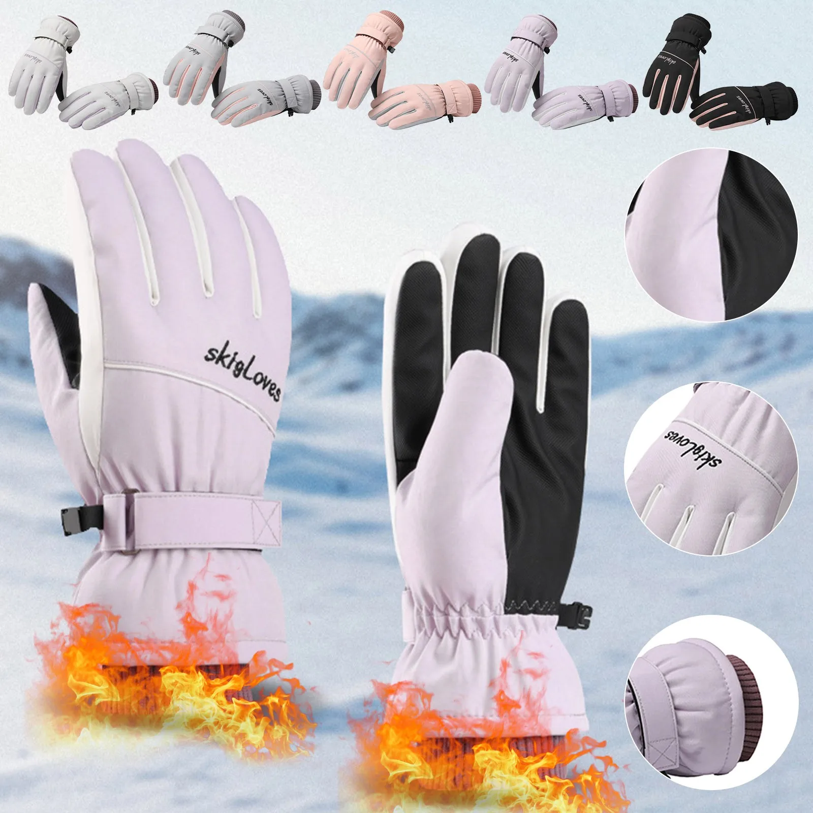 Pink Riding Mittens Outdoor Tactical Army Full Finger Glove Women Winter Ski Plush Thick Windproof Gloves Gym Training Warmer