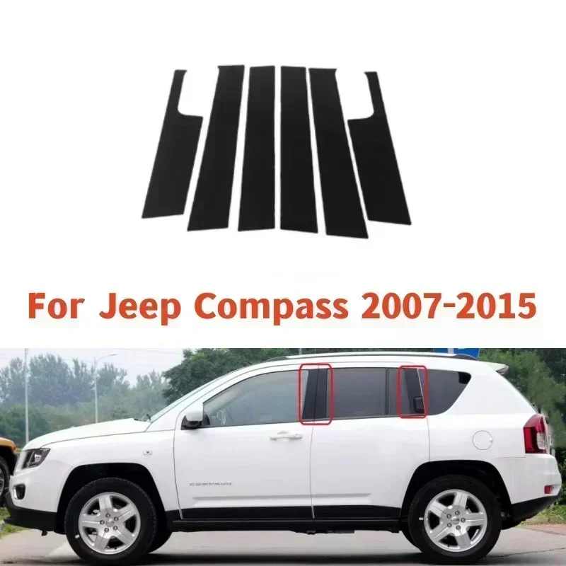 

6Pcs Gloss Black Car Pillar Posts Door Window Panel Covers Decorative Trim for JEEP Compass 2007-2021 B C Pillar Strip Car Good