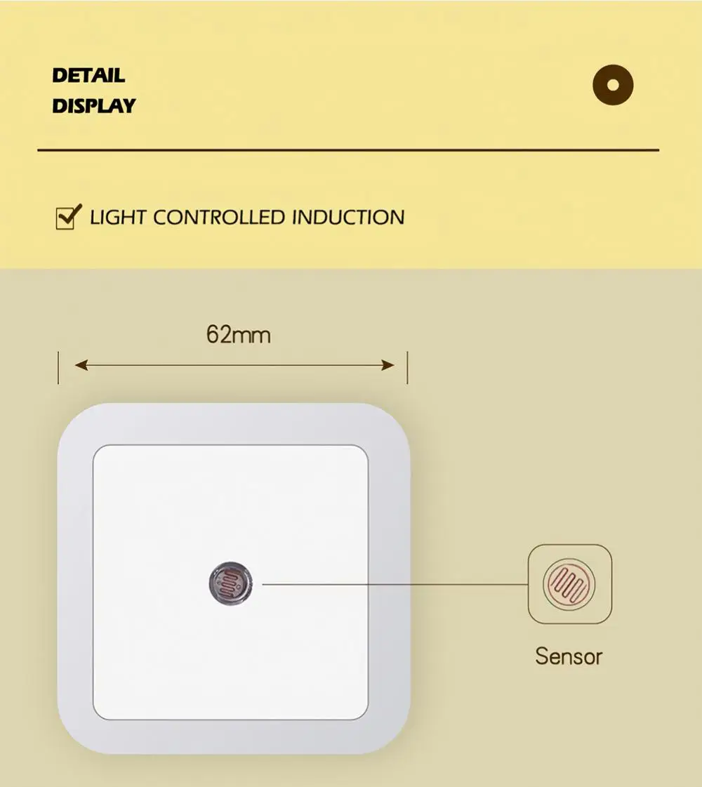 Under Cabinet Light For Kitchen Aisle WC Bedroom LED Plug In Night Lights Light Control Sensor Lamp Dimmable Energy Saving Lamp