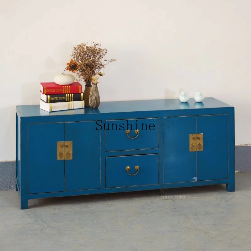 

New Chinese style old elm antique TV cabinet living room solid wood storage low cabinet customization